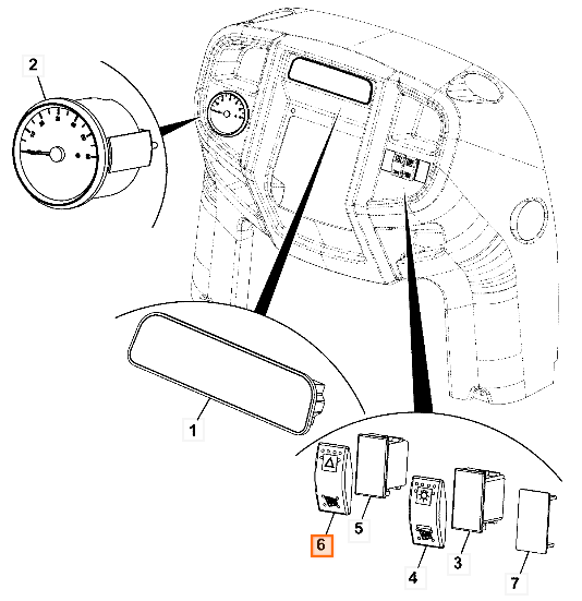 Клавиша аварийного сигнала JCB 701/58821