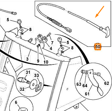 Трос открытия капота JCB 910/60199