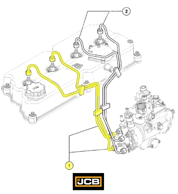 Топливная трубка 1 и 2 цилиндра JCB 320/06551