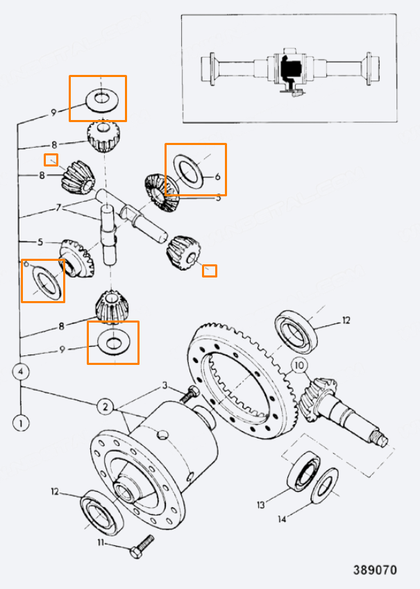 Комплект шайб дифференциала JCB 808/00210+808/00209