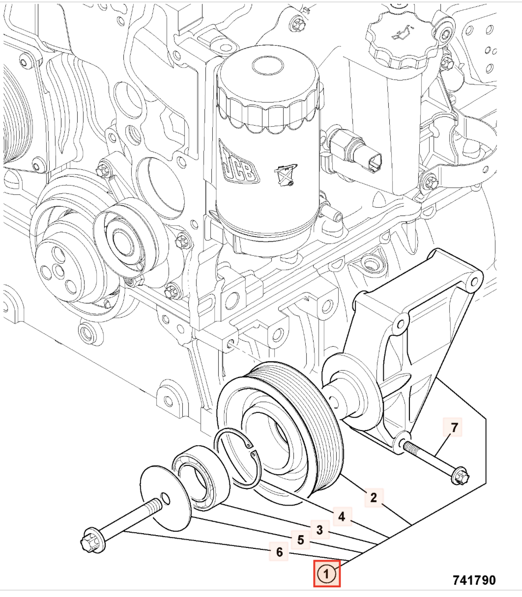 Шкив обводной с кронштейном JCB 320/08624